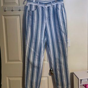 American Eagle Outfitters Blue and White Striped High Rise Jeans